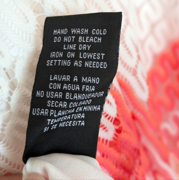 R&K Lace Sleeveless Pink Peach White Chevron Midi Dress 16 - Picture 16 of 16